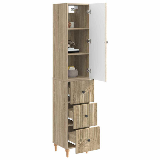vidaXL Στήλη Μπάνιου Τοίχου Μ33xΒ34.5xΥ90cm Καφέ