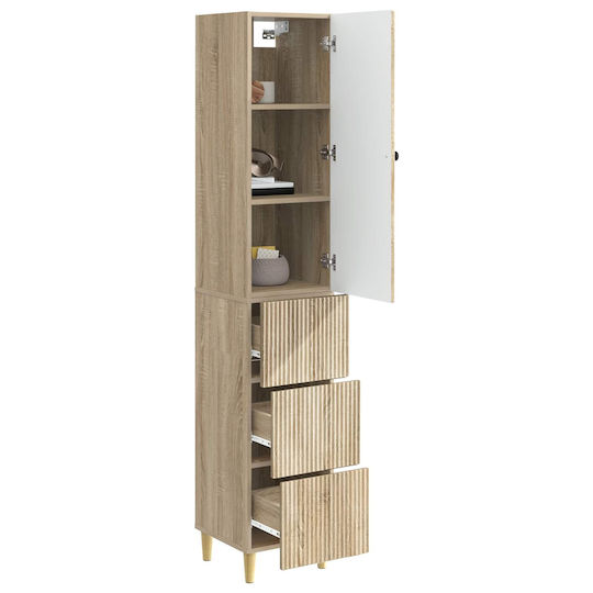 vidaXL Bathroom Column Cabinet Wall Hung M33xD34.5xH90cm Brown