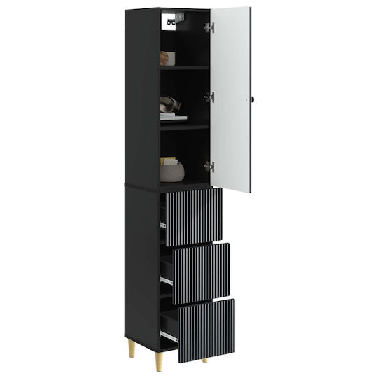 vidaXL Bathroom Column Cabinet Wall Hung M33xL34.5xH90cm Black