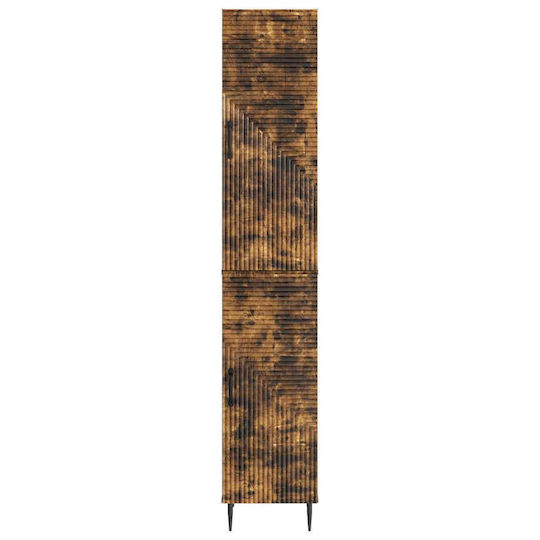 vidaXL Bathroom Column Wall Hung Cabinet 33x34.5x89.5 cm Brown