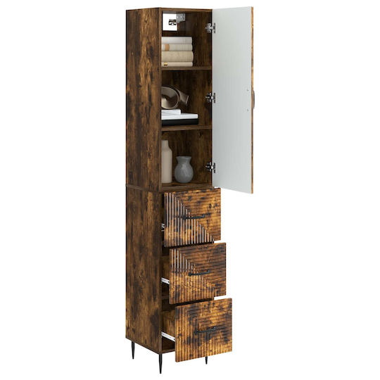 vidaXL Bathroom Column Cabinet Wall Hung M33xD34.5xH90cm Brown