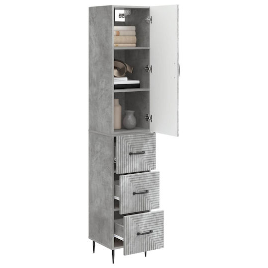 vidaXL Στήλη Μπάνιου Τοίχου Μ33xΒ34.5xΥ90cm Γκρι
