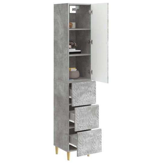 vidaXL Bathroom Column Cabinet Wall Hung M33xD34.5xH90cm Gray