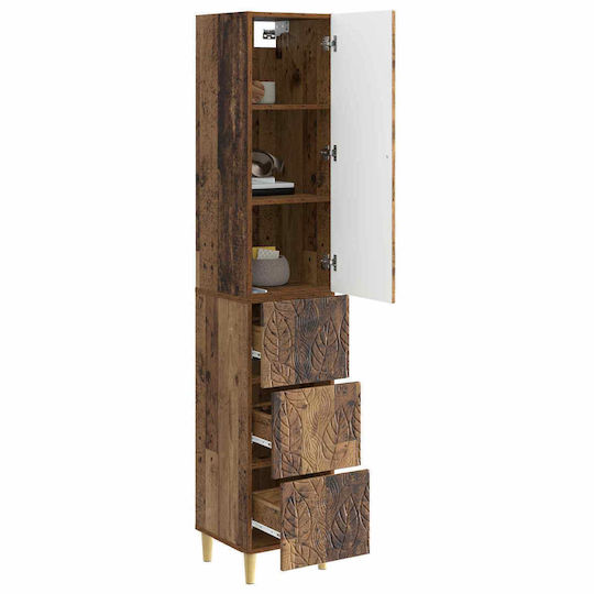 vidaXL Bathroom Column Cabinet Wall Hung M33xL34.5xH90cm Brown