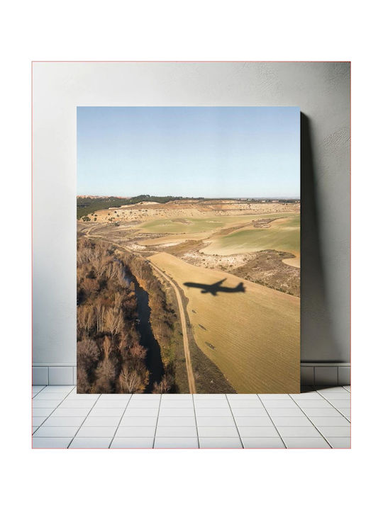 Painting Airplane Shadow Over Landscape 100x150