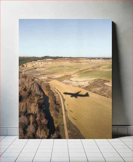 Airplane Shadow Over Landscape Αεροπλάνο Σκιά Πάνω Από Το Τοπίο 1 σε Καμβά