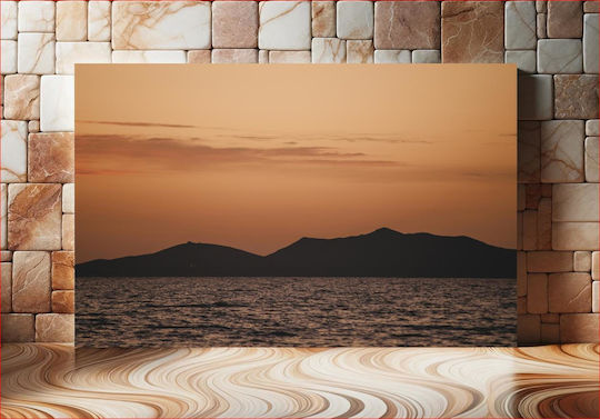 Sunset Over Mountains And Sea Ηλιοβασίλεμα Πάνω Από Βουνά Και Θάλασσα 1 σε Καμβά Sunset Over Mountains And Sea Ηλιοβασίλεμα Πάνω Από Βουνά Και Θάλασσα 1 σε Καμβά