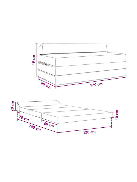 Multifunctional Bean Bag Sofa Cream 120x60x49cm