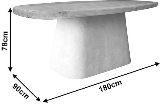Fessen Ovaler Esszimmertisch Holz Weiß 180x90x78cm