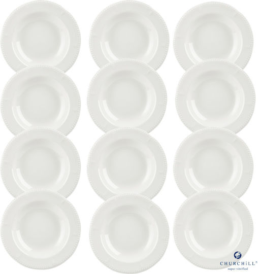 Churchill 1795 Deep Serving Plate Porcelain White 28cm 12 Pieces