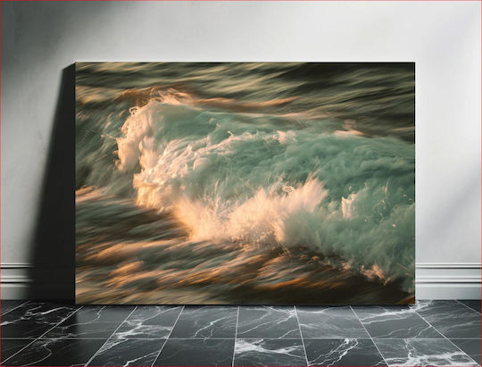 Dynamic Ocean Waves At Sunset Δυναμικά Κύματα Ωκεανού Στο Ηλιοβασίλεμα 1 σε Καμβά