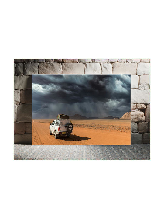 iLovePrints Gemälde Car In Desert Thunderstorm Auto In Der Wüste Sturm 80x50