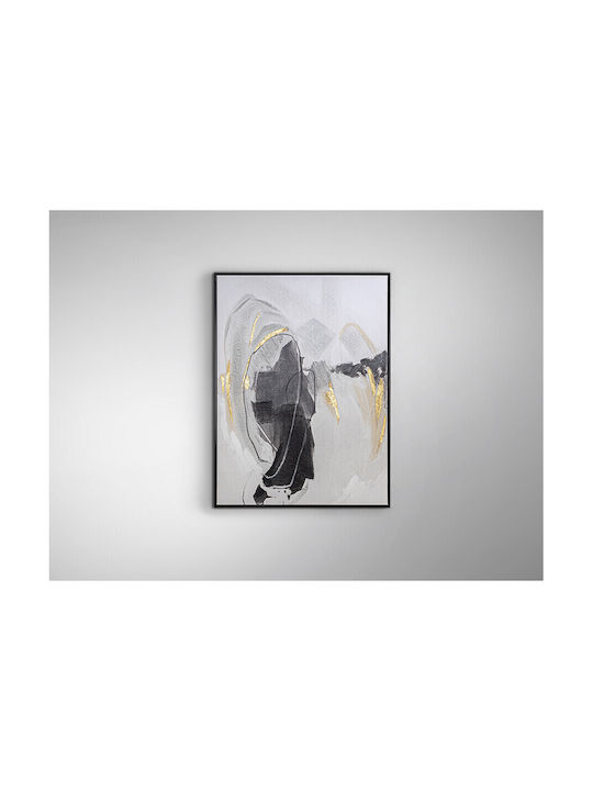 Acrylic Painting 75x100 Rasgos I White Grey Ecru Black Beige Gold