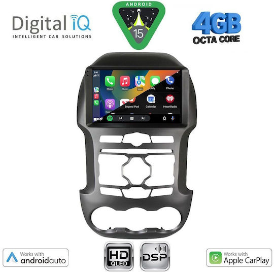 Digital IQ Sistem Audio Auto pentru Ford Ranger 2011-2015 Bluetooth USB Wi-Fi GPS Apple CarPlay Android Auto cu Ecran Tactil 9"