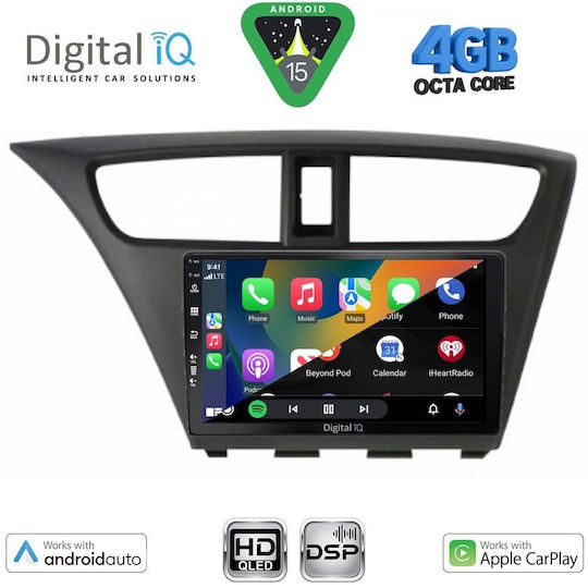 Digital IQ Ηχοσύστημα Αυτοκινήτου για Honda Civic 2012-2016 (Bluetooth/USB/WiFi/GPS/Apple-Carplay/Android-Auto) με Οθόνη Αφής 9"