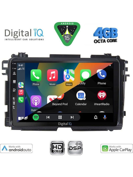 Digital IQ Автомобилна Аудио Система за Honda HR-V 2015-2021 (Bluetooth/USB/Вграден Wi-Fi/GPS/Apple CarPlay/Android Auto) с Touch Screen 9"