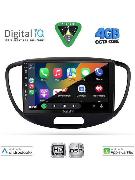 Digital IQ Car Audio System for Hyundai i10 2008-2013 Bluetooth USB WiFi GPS Apple CarPlay Android Auto with 9" Touch Screen
