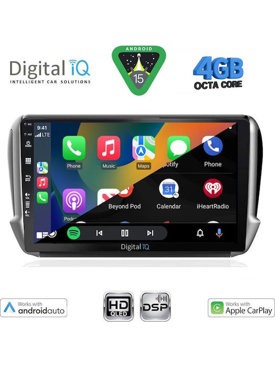 Digital IQ Car Audio System for Peugeot 2008 2012-2021 Bluetooth USB WiFi GPS Apple CarPlay Android Auto with 10" Touch Screen
