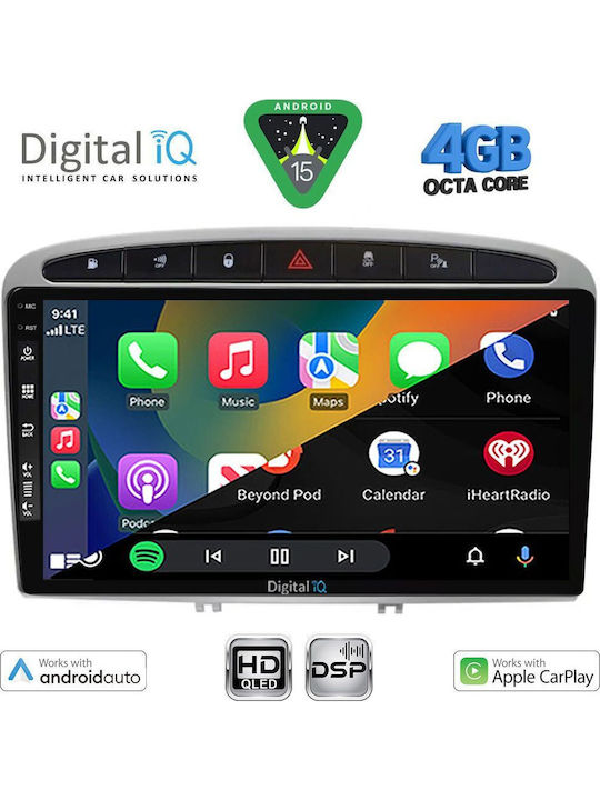 Digital IQ Car Audio System for Peugeot 308 RCZ 2007-2012 Bluetooth USB Wi-Fi GPS Apple CarPlay Android Auto with 9 Inch Touch Screen DIGITAL IQ BXF 16513SL CPAA