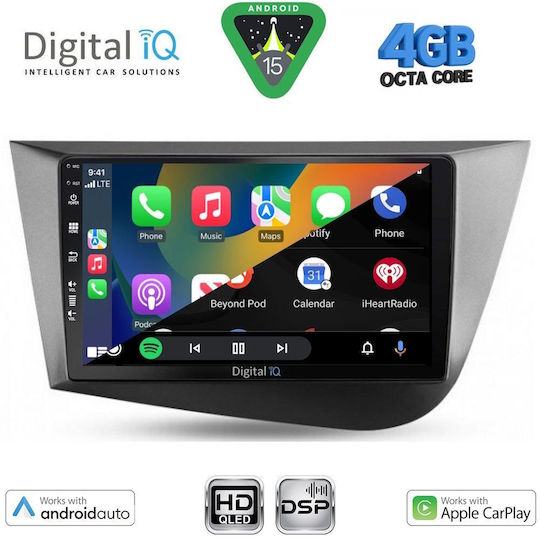Digital IQ Auto-Audiosystem Für Seat Leon 2005-2012 Bluetooth USB Eingebautes Wi-Fi GPS Apple CarPlay Android Auto Mit Touchscreen 9 Zoll