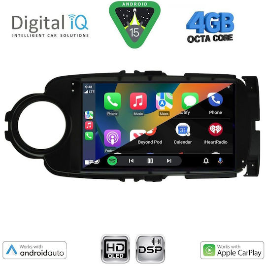 Digital IQ Car Audio System for Toyota Yaris 2011-2015 (Bluetooth/USB/WiFi/GPS/Apple CarPlay/Android Auto) with 9" Touch Screen
