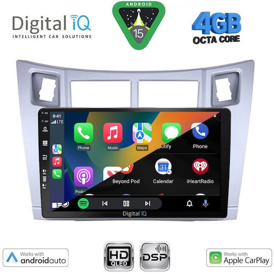 Digital IQ Автомобилна Аудио Система за Toyota Yaris 2006-2011 (Bluetooth/USB/Вграден Wi-Fi/GPS/Apple CarPlay/Android Auto) с Touch Screen 9"