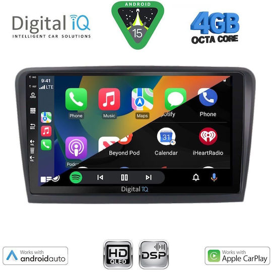 Digital IQ Ηχοσύστημα Αυτοκινήτου για Skoda Rapid 2012-2023 (Bluetooth/USB/WiFi/GPS/Apple-Carplay/Android-Auto) με Οθόνη Αφής 9"