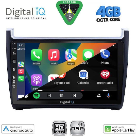 Digital IQ Car Audio System for Volkswagen Polo 2014-2017 (Bluetooth/USB/WiFi/GPS/Apple CarPlay/Android Auto) with 9" Touch Screen