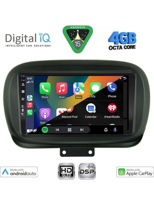 Digital IQ Автомобилна Аудио Система за Fiat 500X 2014-2019 (Bluetooth/USB/WiFi/GPS/Apple CarPlay/Android Auto) с Touch Screen 9"