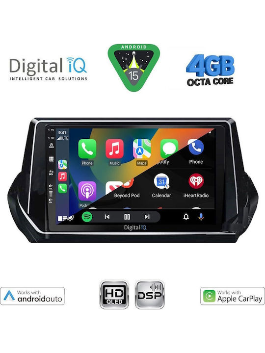 Digital IQ Car Audio System for Peugeot 208 2008 (Bluetooth/USB/WiFi/GPS/Apple CarPlay/Android Auto) with 9" Touch Screen