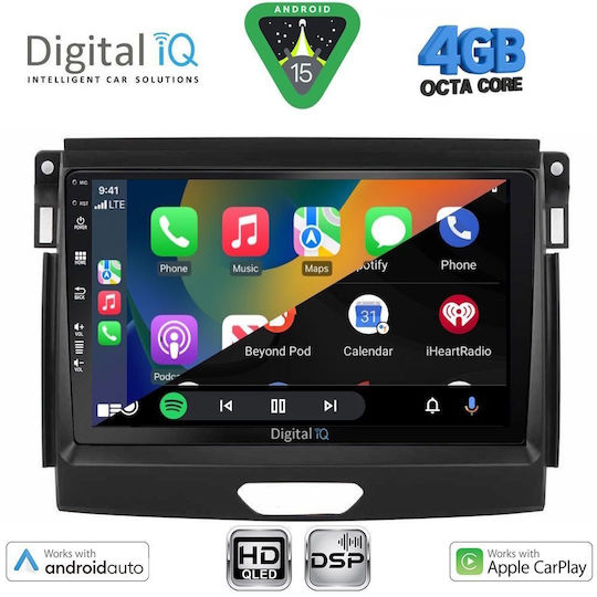 Digital IQ Sistem Audio Auto pentru Ford Ranger 2018-2023 Bluetooth USB Wi-Fi GPS Apple CarPlay Android Auto cu Ecran Tactil 9"