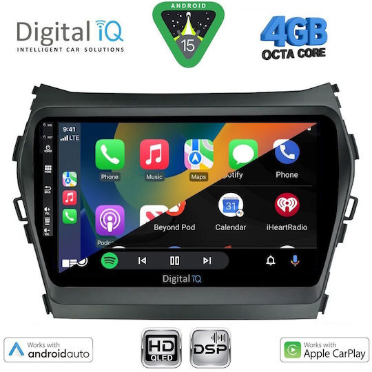 Digital IQ Car Audio System for Hyundai iX45 / Santa Fe 2013-2017 Bluetooth USB WiFi GPS Apple CarPlay Android Auto with 9" Touch Screen