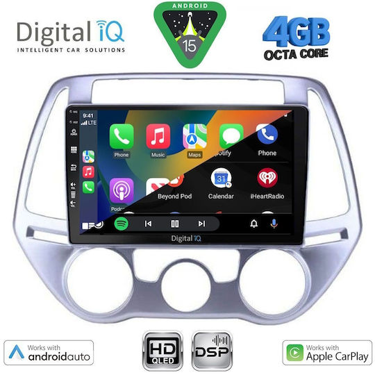 Digital IQ Ηχοσύστημα Αυτοκινήτου για Hyundai i20 2008-2012 με A/C (Bluetooth/USB/WiFi/GPS/Apple-Carplay/Android-Auto) με Οθόνη Αφής 9"