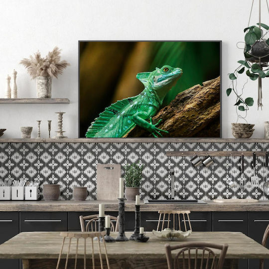 Painting Colorful Lizard In Its Natural Habitat Multicolored Lizard In Natural Environment 100x70