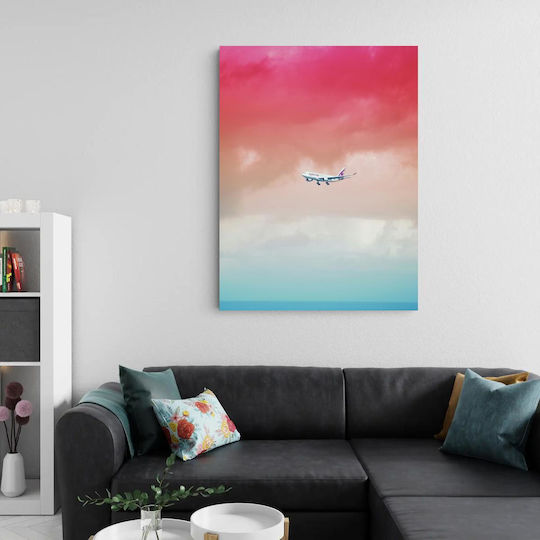 Painting Qatar Airways Plane In Colorful Sky Qatar Airways Plane In The Colorful Sky 70x100