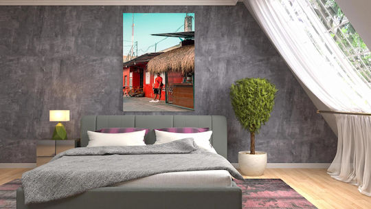 Πίνακας Man In Red Against A Colorful Urban Background Άνθρωπος Κόκκινο Πολύχρωμο Αστικό Φόντο 70x100 Πίνακας Man In Red Against A Colorful Urban Background Άνθρωπος Κόκκινο Πολύχρωμο Αστικό Φόντο 70x100