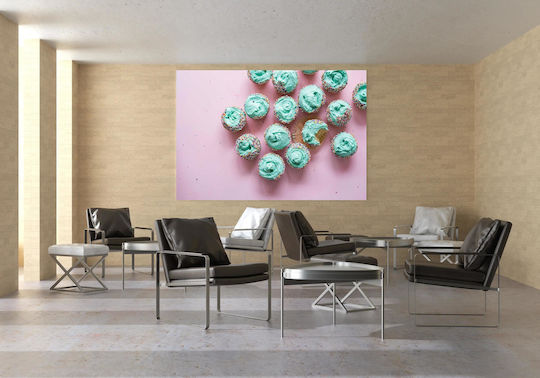 Painting Colorful Cupcakes On Pink Background Multicolored Cupcakes Pink Background 100x70