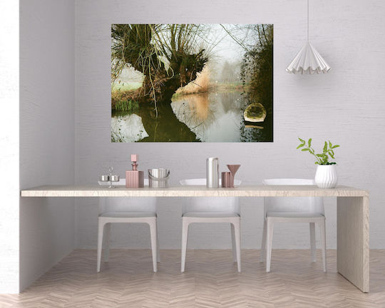 Painting Reflection An Old Tree By River Reflection Of An Old Tree Next To The River 100x70