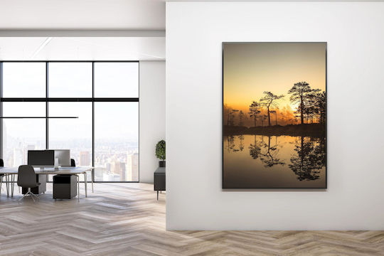 Πίνακας Sunset Reflection Trees Ηλιοβασίλεμα Αντανάκλαση Δέντρων 70x100