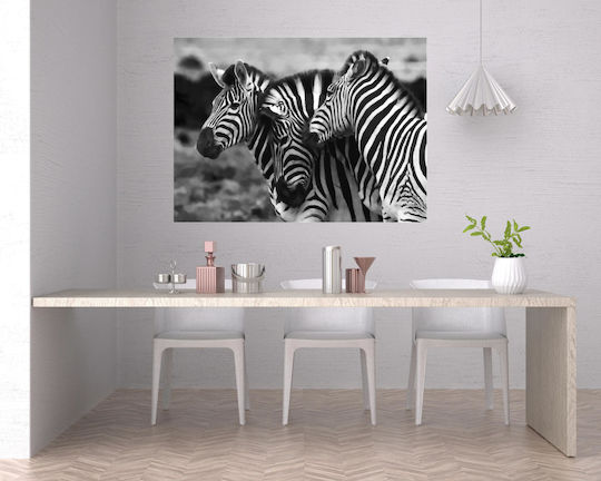 Πίνακας Graceful Zebras In Black White Χαριτωμένα Ζέβρες Ασπρόμαυρο 100x70