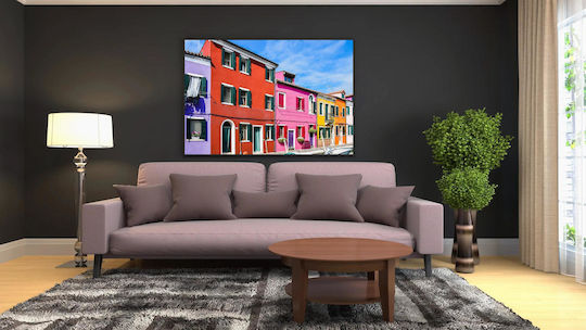 iLovePrints Gemälde Bunte Straßengebäude Bunte Gebäude der Straßen 150x100