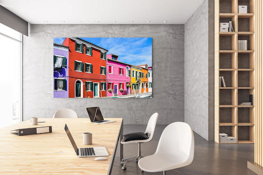iLovePrints Gemälde Bunte Straßengebäude Bunte Gebäude der Straßen 150x100