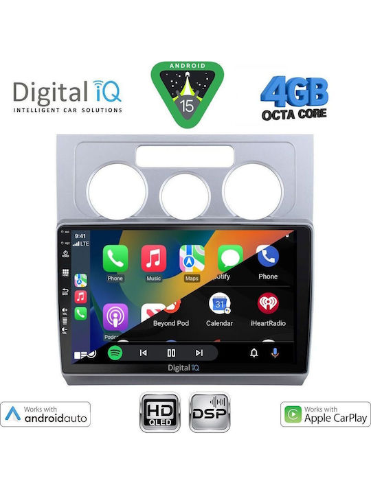 Digital IQ Car Audio System for Volkswagen Touran 2003-2010 with A/C Bluetooth USB Wi-Fi GPS Apple CarPlay Android Auto with 10 Inch Touch Screen