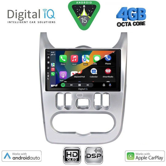 Digital IQ Car Audio System for Renault Logan Dacia Duster Logan Sandero 2006-2012 Bluetooth USB WiFi GPS Apple CarPlay Android Auto with 9" Touch Screen