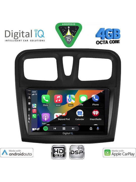 Digital IQ Car Audio System for Dacia Logan / Sandero 2012-2019 (Bluetooth/USB/WiFi/GPS/Apple CarPlay/Android Auto) with 9" Touch Screen