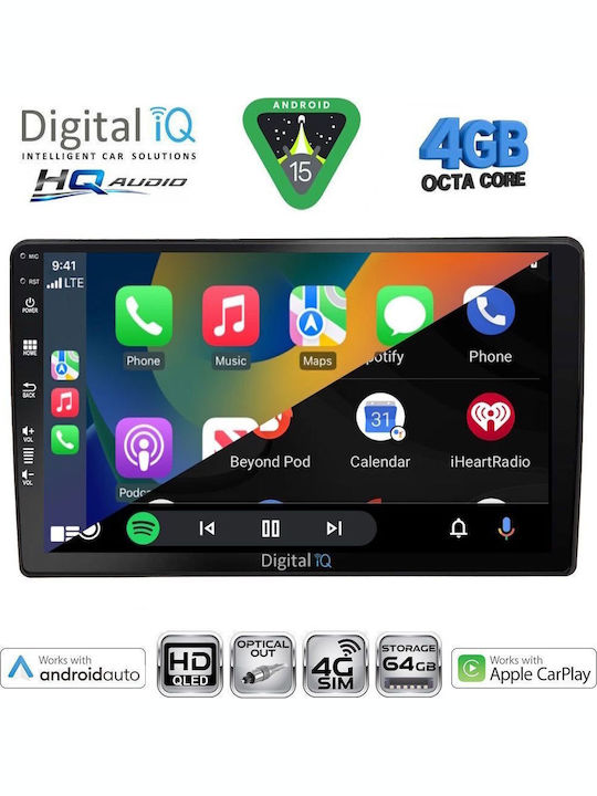 Digital IQ Car Audio System for Audi A4 2008-2015 (Bluetooth/USB/WiFi/GPS/Apple CarPlay/Android Auto) with 10" Touch Screen