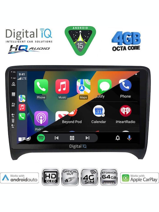 Digital IQ Auto-Audiosystem Für Audi TT 2007-2015 Bluetooth USB Eingebautes Wi-Fi GPS Apple CarPlay Android Auto Mit 9 Zoll Touchscreen
