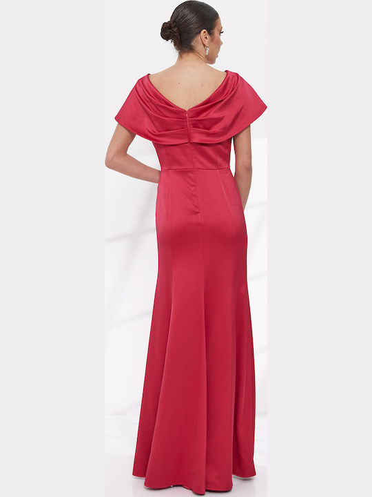 Maxi Dress for Wedding and Christening Drape Red