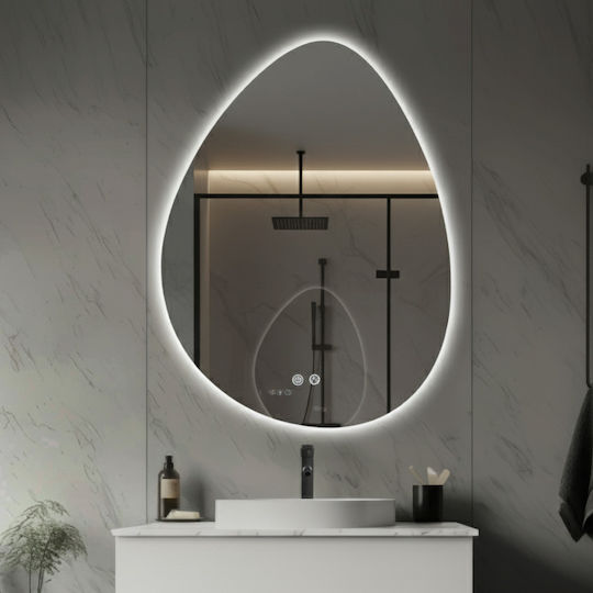 Futura F-1060 Oglindă Ovală Albă și Iluminare LED 80x60cm