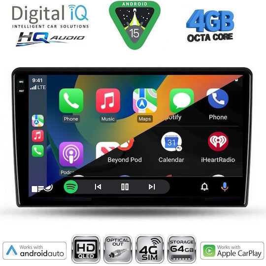 Digital IQ Car Audio System for Alfa Romeo Giulietta 2014-2020 (Bluetooth/USB/WiFi/GPS/Apple CarPlay/Android Auto) with 9" Touch Screen